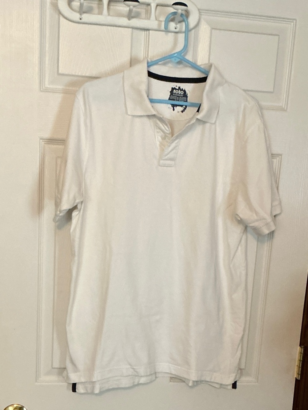 No boundaries Men's White Short-Sleeve Polo with Contrast Neck Trim